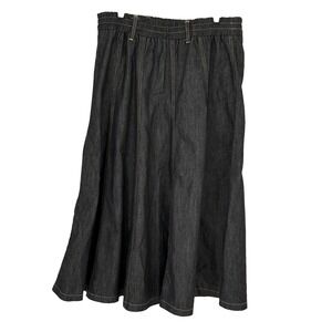 Gold Flava Denim Midi Skirt Dark Wash Elastic Waist Stretch Plus 18 Vintage